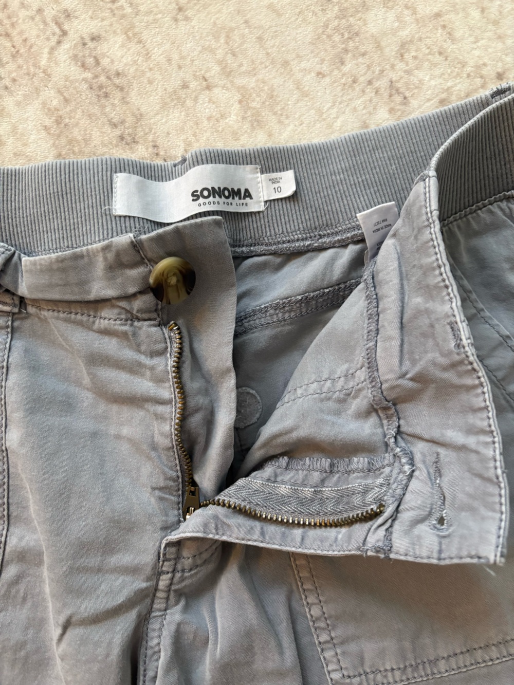 Sonoma Gray Men's Cargo Shorts with Elastic Waistband